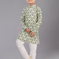 Kurta Pyjama Polyester Green Digital Print Kids