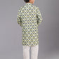 Kurta Pyjama Polyester Green Digital Print Kids