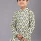 Kurta Pyjama Polyester Green Digital Print Kids