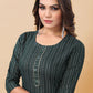 Casual Kurti Polyester Green Strips Print Kurtis