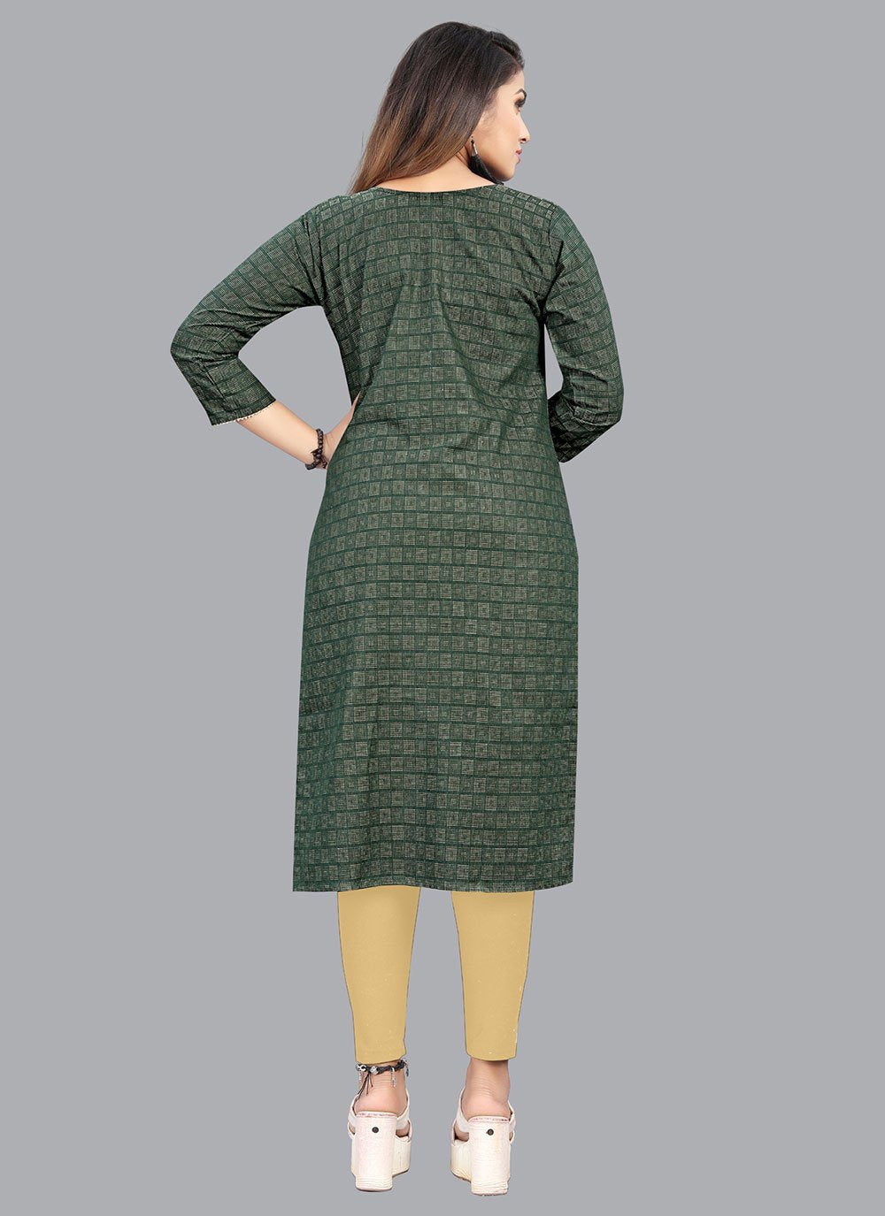 Casual Kurti Cotton Green Print Kurtis