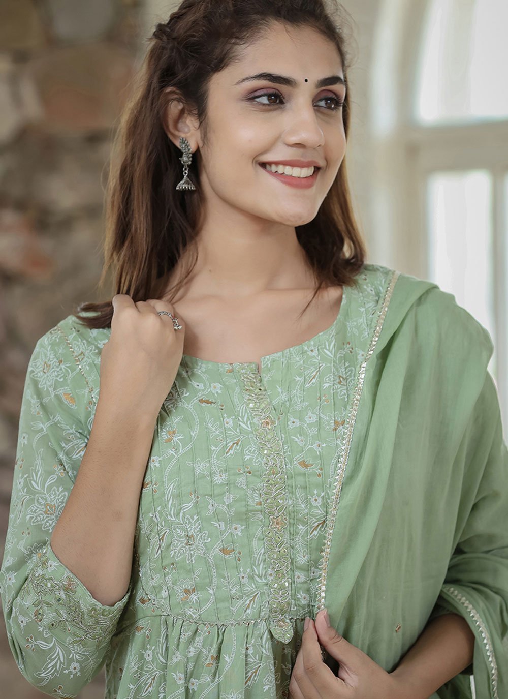 Trendy Suit Cotton Green Print Salwar Kameez