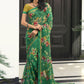 Designer Georgette Green Lace Saree
