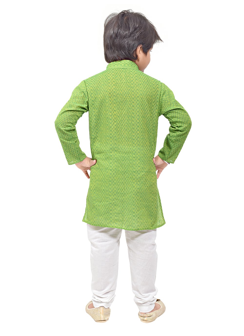 Kurta Pyjama Cotton Green Print Kids