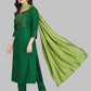 Pant Style Suit Blended Cotton Green Embroidered Salwar Kameez