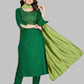 Pant Style Suit Blended Cotton Green Embroidered Salwar Kameez