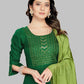 Pant Style Suit Blended Cotton Green Embroidered Salwar Kameez