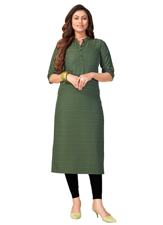 Party Wear Kurti Nylon Viscose Green Print Kurtis