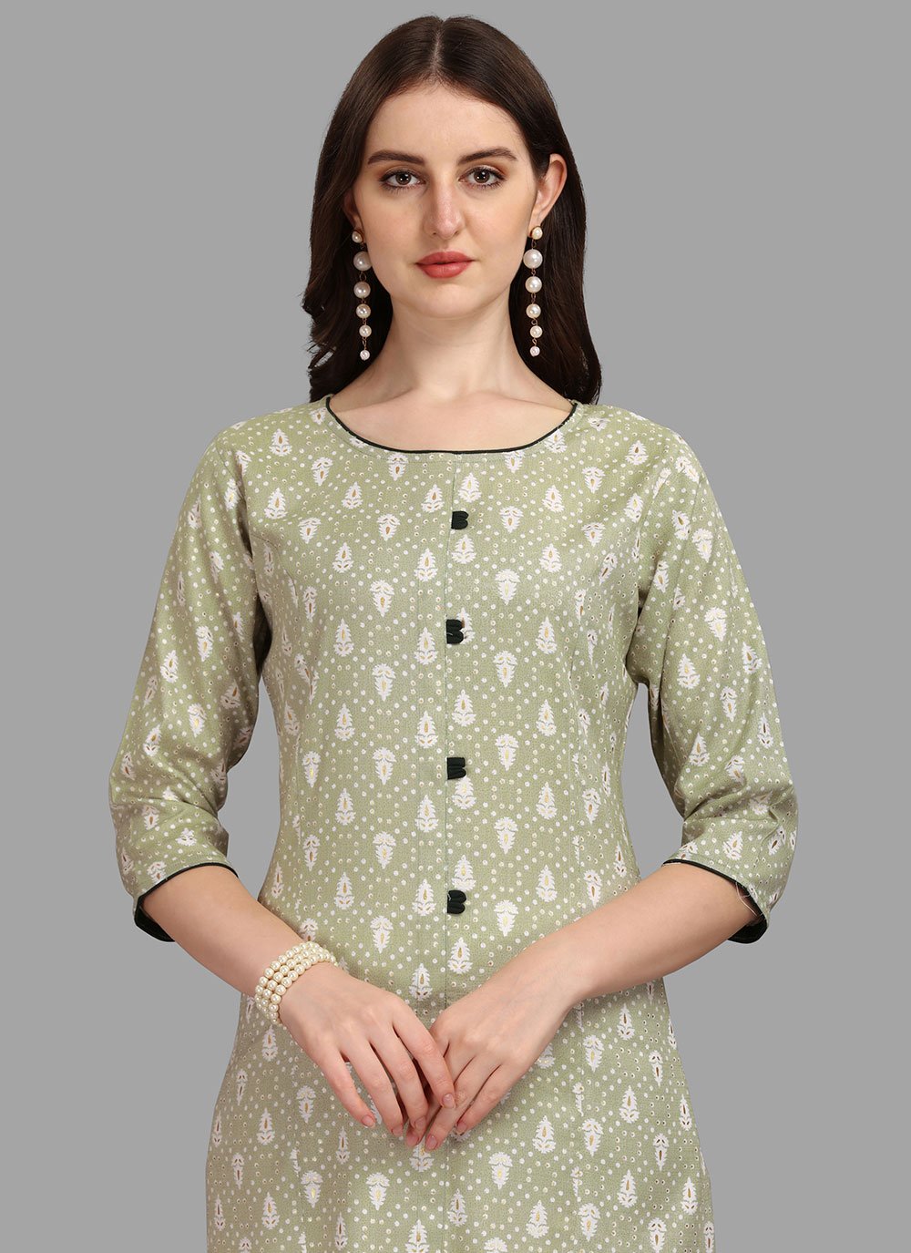 Casual Kurti Rayon Green Print Kurtis