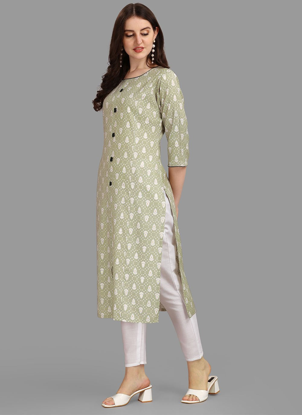 Casual Kurti Rayon Green Print Kurtis