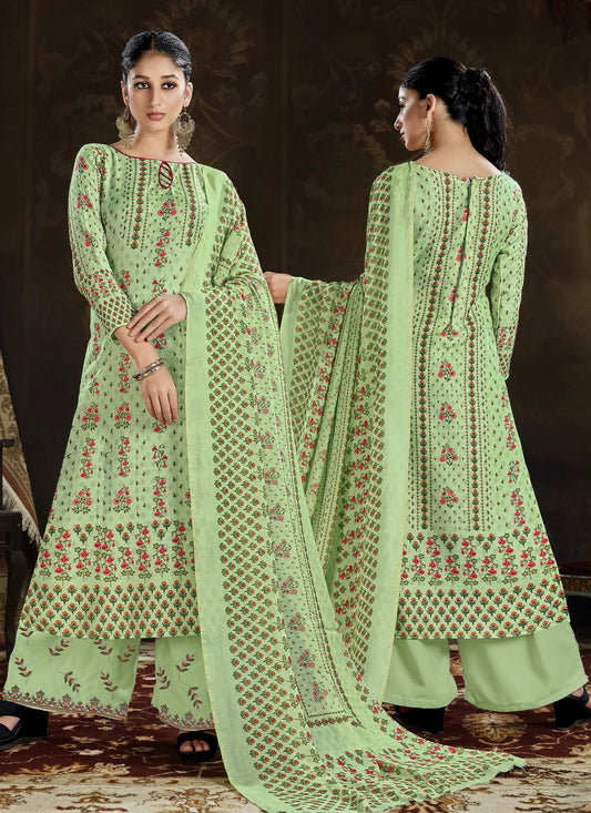 Trendy Suit Pashmina Green Print Salwar Kameez