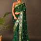 Contemporary Rangoli Green Embroidered Saree