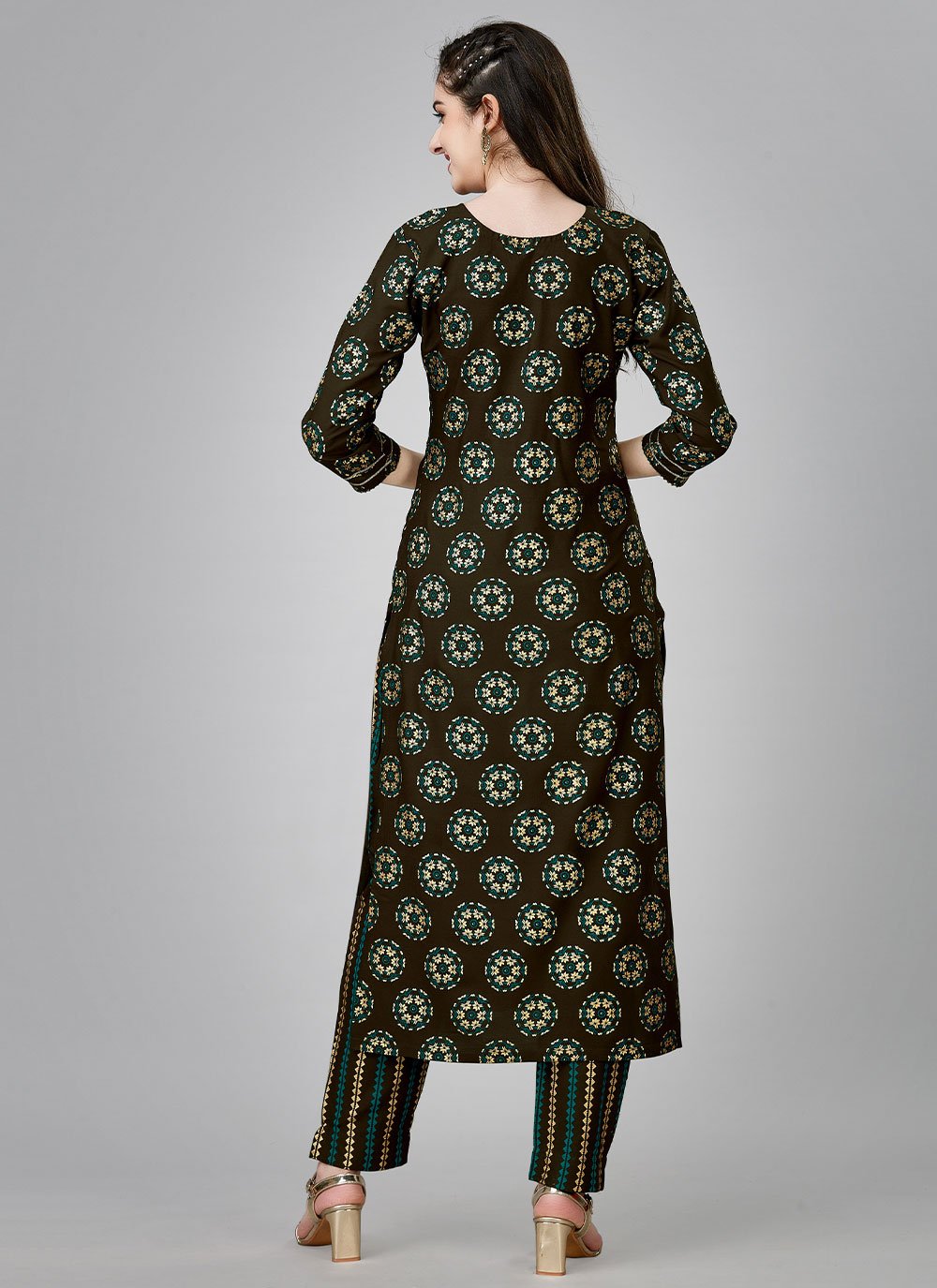 Designer Kurti Rayon Green Embroidered Kurtis