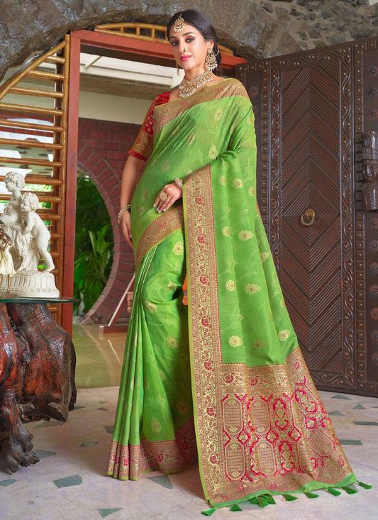 Classic Silk Green Weaving Saree