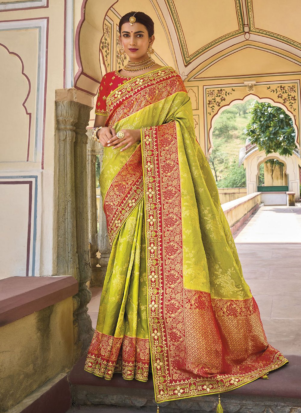 Contemporary Silk Green Embroidered Saree