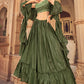 Lehenga Choli Chinon Green Plain Lehenga Choli