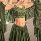 Lehenga Choli Chinon Green Plain Lehenga Choli