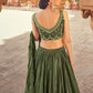 Lehenga Choli Chinon Green Plain Lehenga Choli