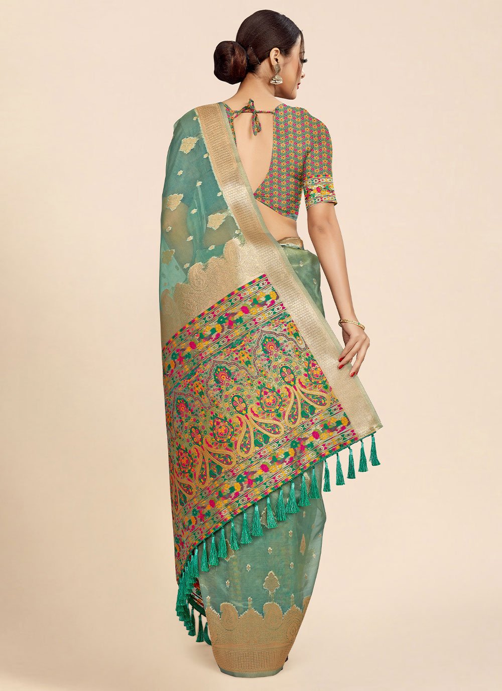 Classic Organza Green Weaving Saree