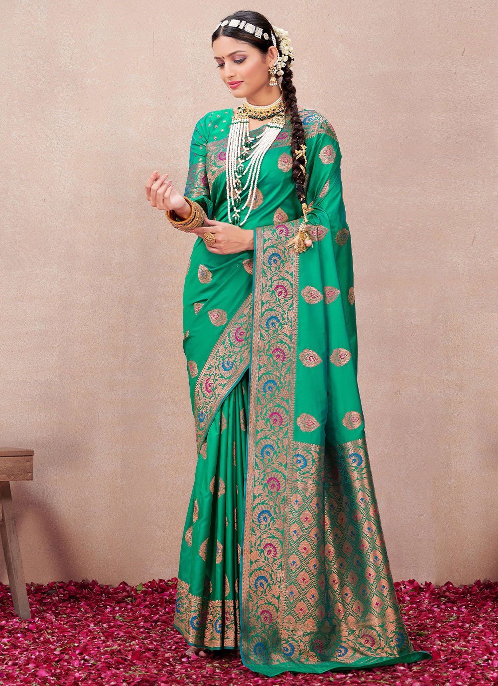 Classic Silk Green Woven Saree