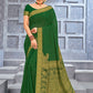 Contemporary Chiffon Viscose Green Weaving Saree