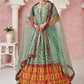 Designer Gown Silk Green Digital Print Gown