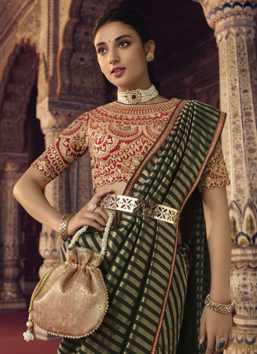 Classic Viscose Green Embroidered Saree