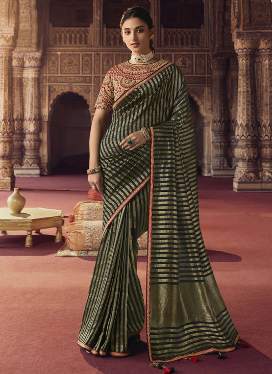 Classic Viscose Green Embroidered Saree