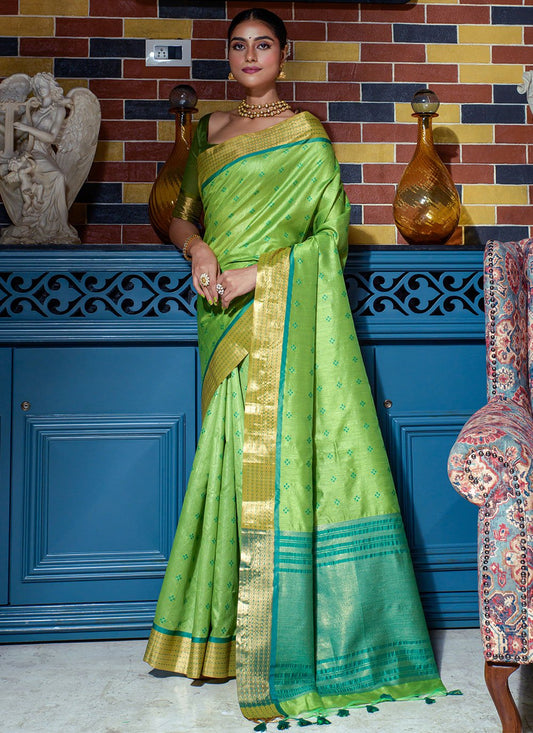 Classic Silk Green Woven Saree