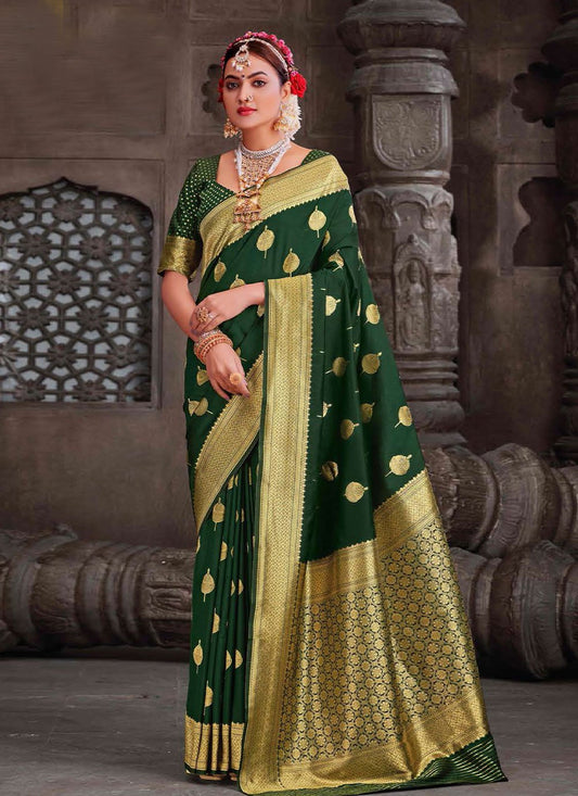 Classic Silk Green Woven Saree