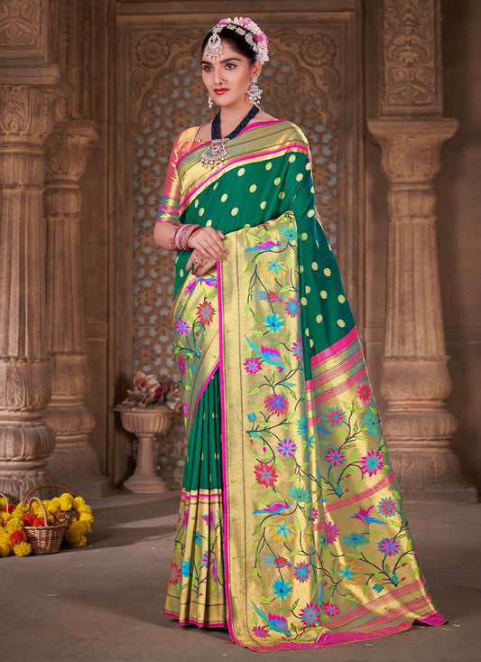 Classic Silk Green Woven Saree