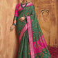 Contemporary Silk Green Foil Print Saree