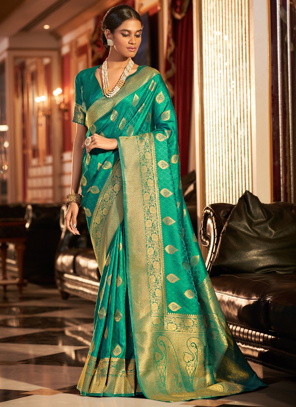Classic Handloom Silk Green Weaving Saree