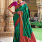 Classic Satin Silk Green Patch Border Saree