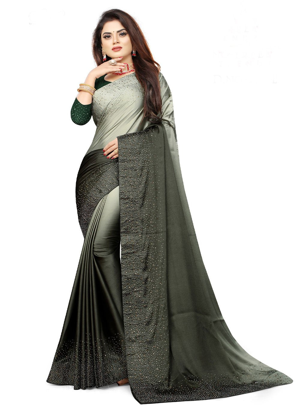 Trendy Saree Satin Green Lace Saree