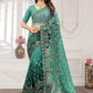 Contemporary Net Green Cord Work Saree