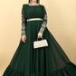 Gown Georgette Green Embroidered Gown