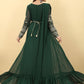 Gown Georgette Green Embroidered Gown