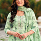 Salwar Suit Linen Green Embroidered Salwar Kameez