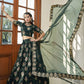 A Line Lehenga Organza Green Embroidered Lehenga Choli