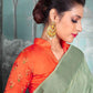 Classic Silk Tissue Green Embroidered Saree