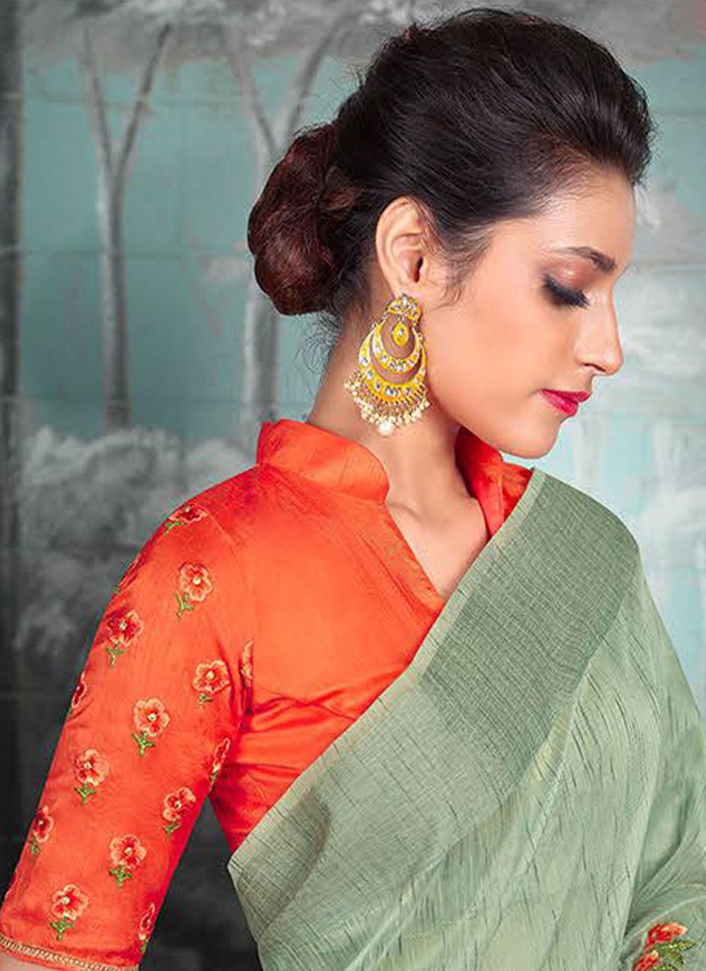 Classic Silk Tissue Green Embroidered Saree