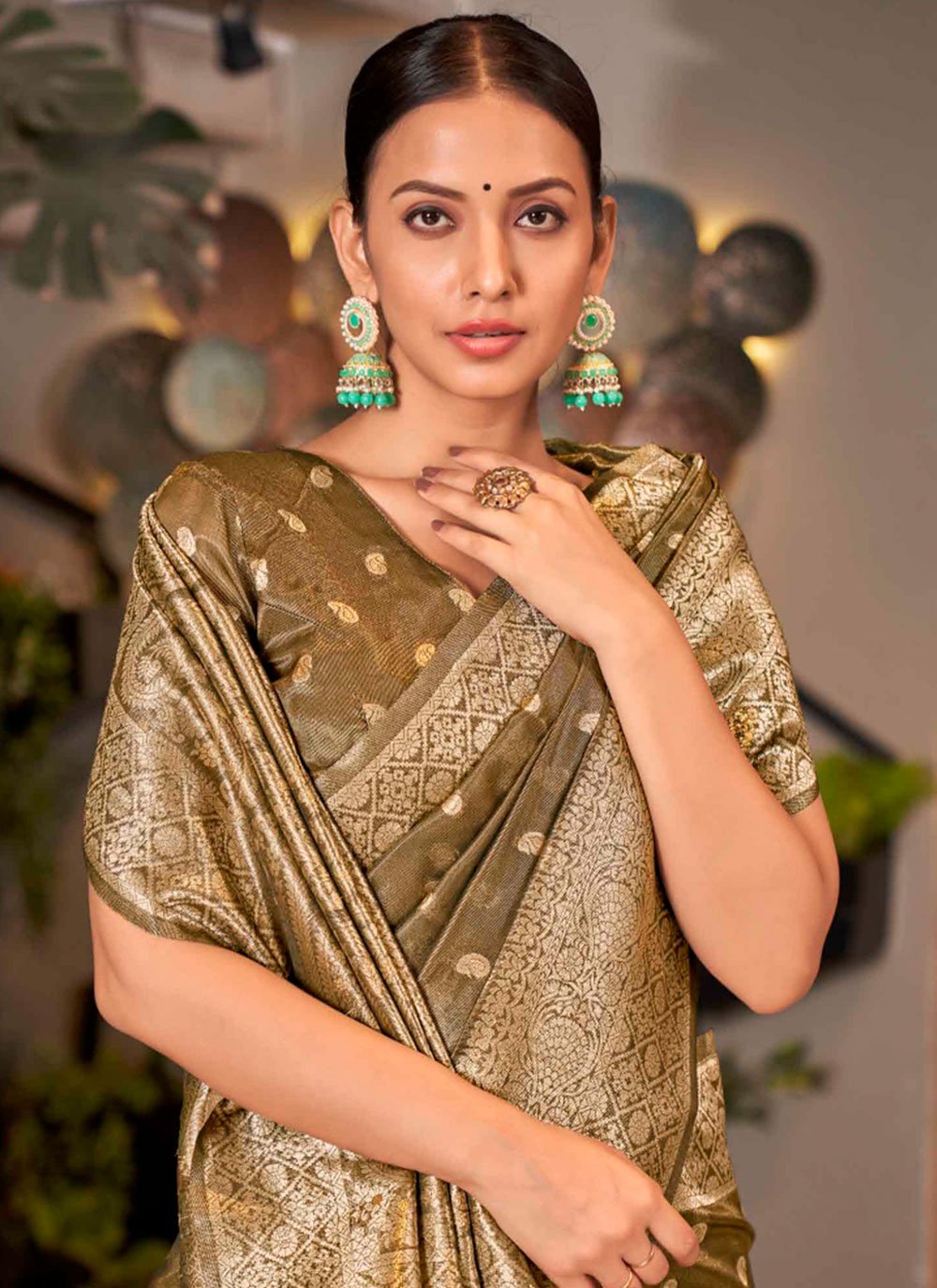 Contemporary Silk Green Weaving Saree