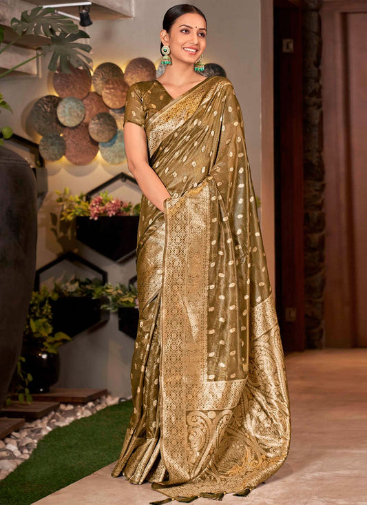 Contemporary Silk Green Weaving Saree