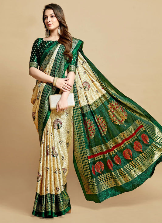 Contemporary Silk Green Jacquard Work Saree