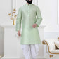 Dhoti Kurta Silk Green Fancy Work Mens