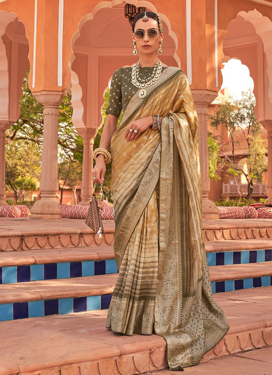 Contemporary Silk Green Digital Print Saree