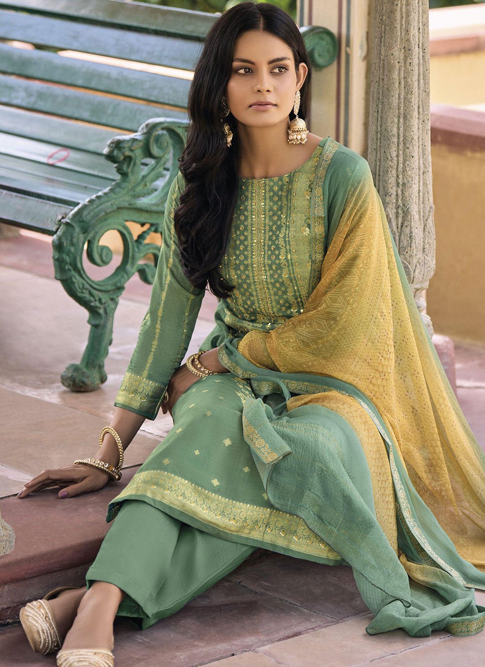 Trendy Suit Silk Green Digital Print Salwar Kameez