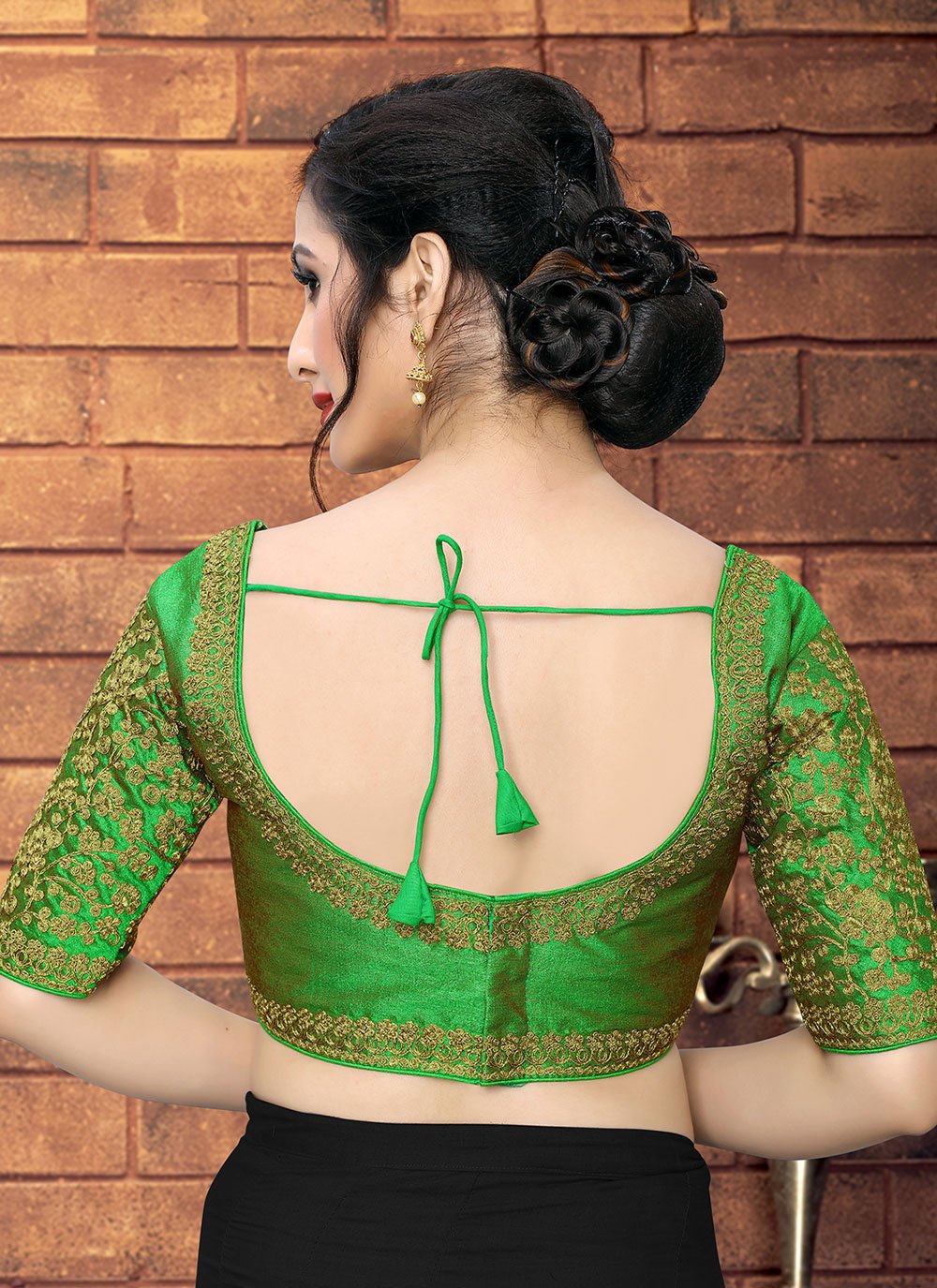 Designer Blouse Silk Green Embroidered Blouse