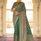 Contemporary Silk Green Foil Print Saree